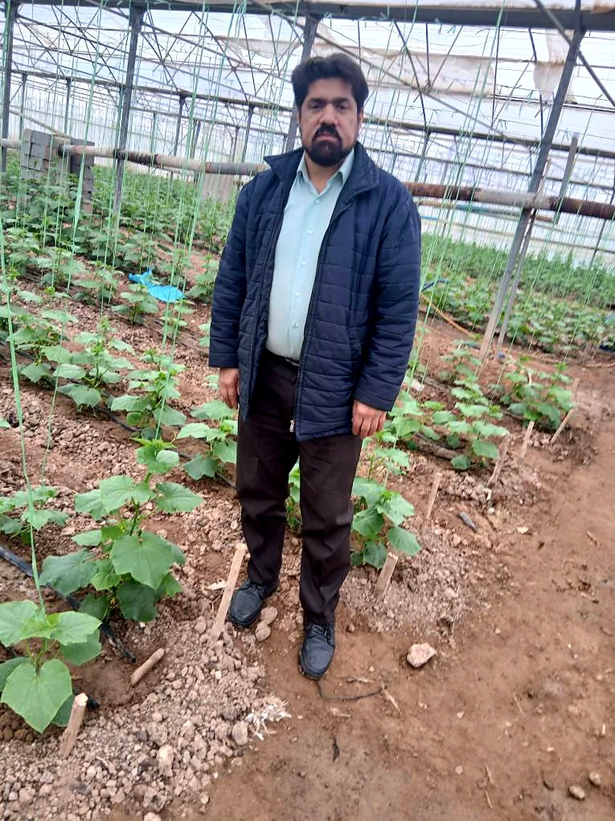 Walking through cultivation rows